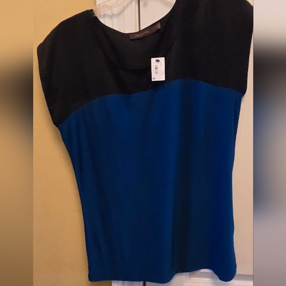 The Limited Women's  Black and Blue Colorblock Blouse Office Dinner Coquette